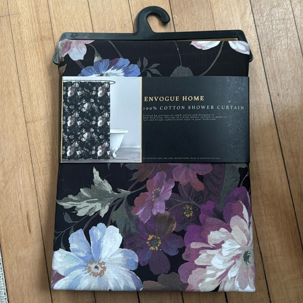 Black Floral Shower Curtain